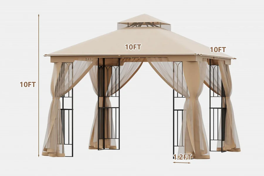 Heavy Duty Patio Gazebo with Mosquito Netting